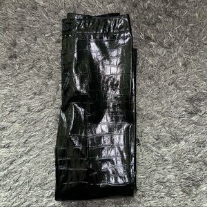 Snake skin wet look pants